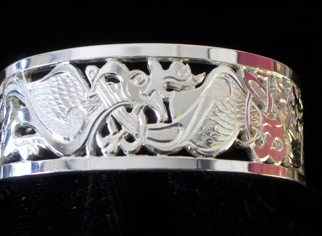 Hand Engraved Sterling Silver Primrose Cuff Bracelet