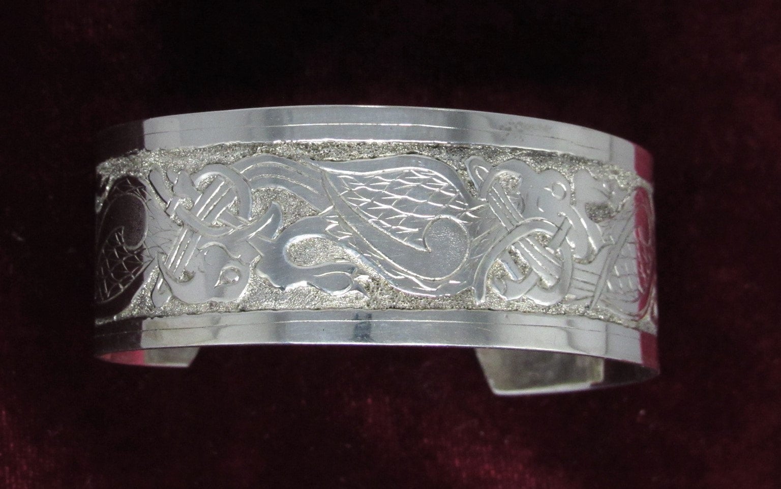 Hand Engraved Sterling Silver Primrose Cuff Bracelet